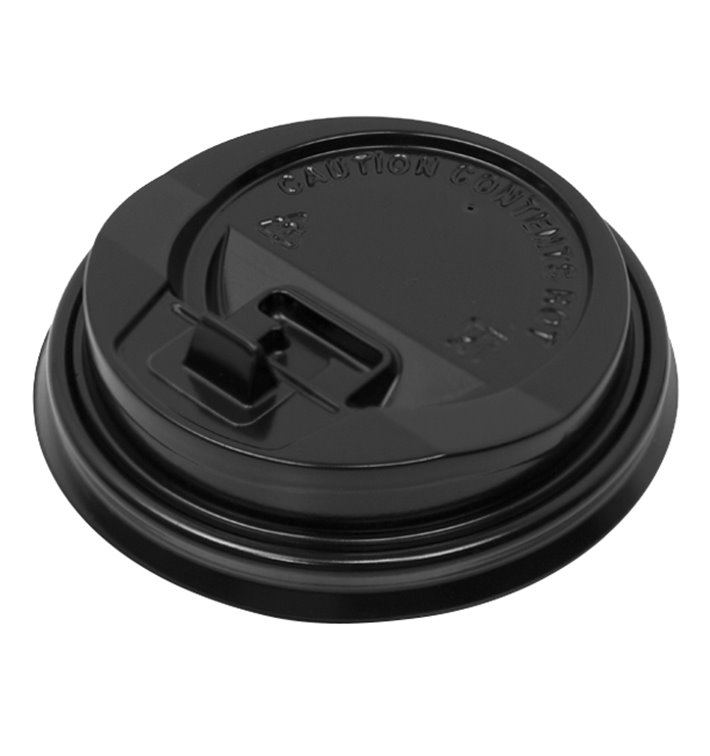 Lid with Hole for Paper Cup 7Oz Black Ø7,2cm (50 Units)