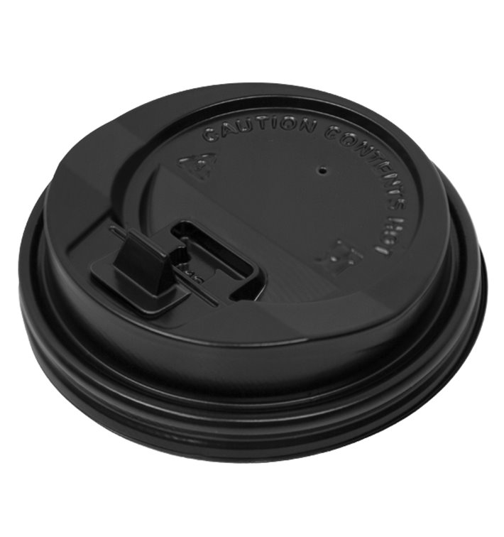 Lid for Paper Cup Hole Black Carton 8, 9, 12 Oz Ø8,0cm (50 Units)  
