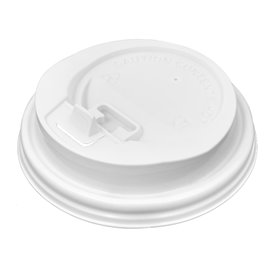 Plastic Lid with Hole PS White Ø8,0cm (1000 Units)