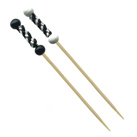 Bamboo Food Pick Black and White Design 12cm (1.200 Units)