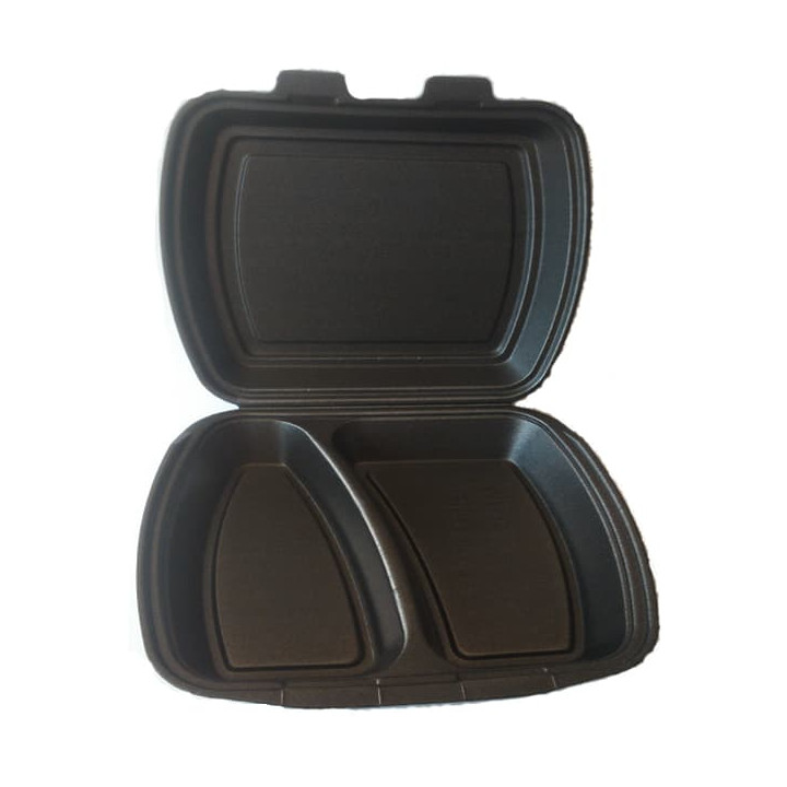 Foam Lunch Box 2 Compartments Black 2,40x2,10x0,70cm 