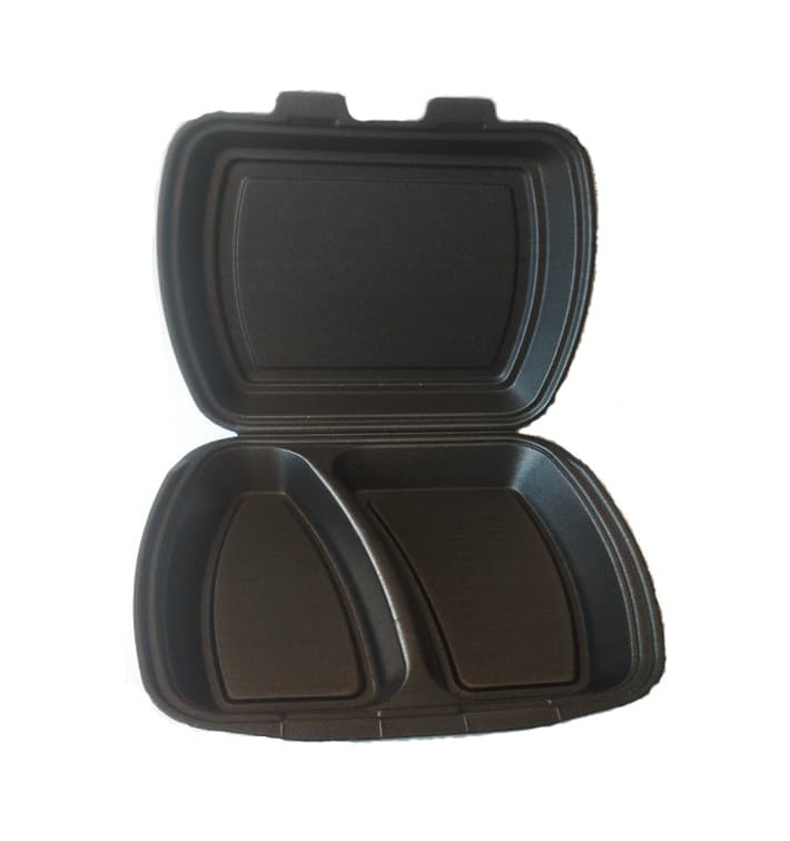 Foam Lunch Box 2 Compartments Black 2,40x2,10x0,70cm 