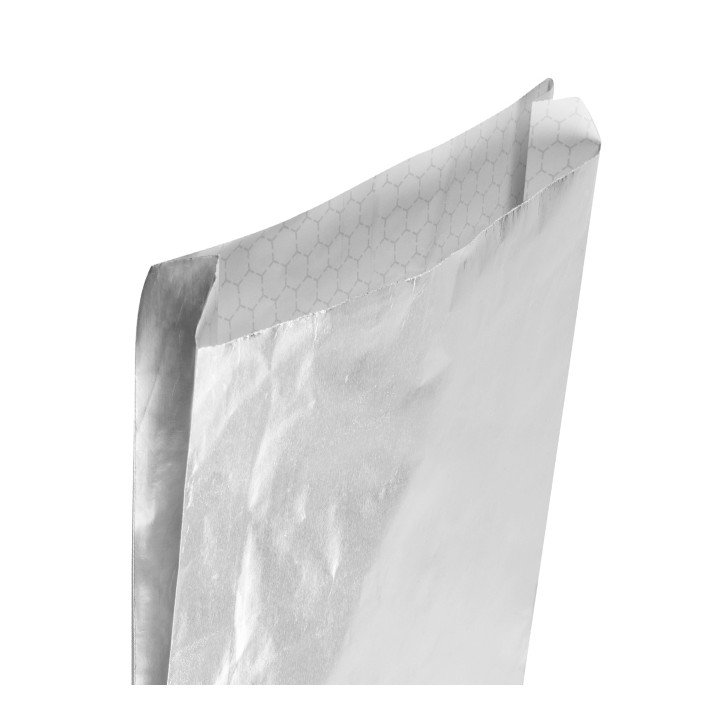 Silver Greaseproof Aluminum Foil Bag 22,3+5x20cm (250 Units)