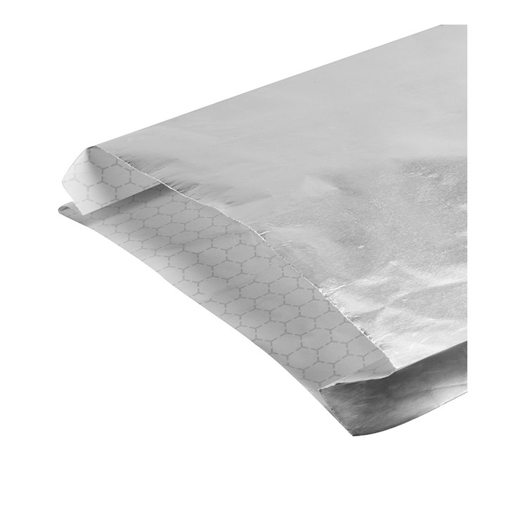 Silver Greaseproof Aluminum Foil Bag 22,3+5x20cm (250 Units)