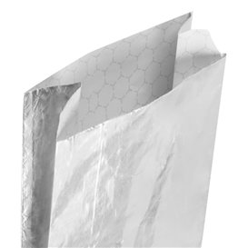 Silver Greaseproof Aluminum Foil Bag 26+5x10,3cm (25 Units)