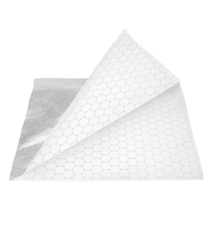 Paper Food Bag Grease-Proof Opened 2L Silver 16x16cm (500 Units)