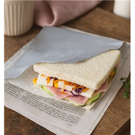 Paper Food Bag Grease-Proof Opened 2L Silver 16x16cm (500 Units)