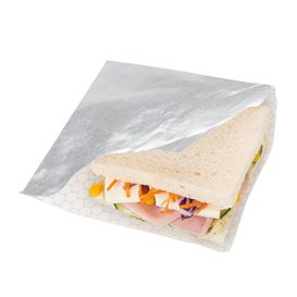 Paper Food Bag Grease-Proof Opened 2L Silver 16x16cm (4000  Units)