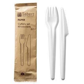 Kraft Cardboard Cutlery Kit Fork and Knife (300 Units)