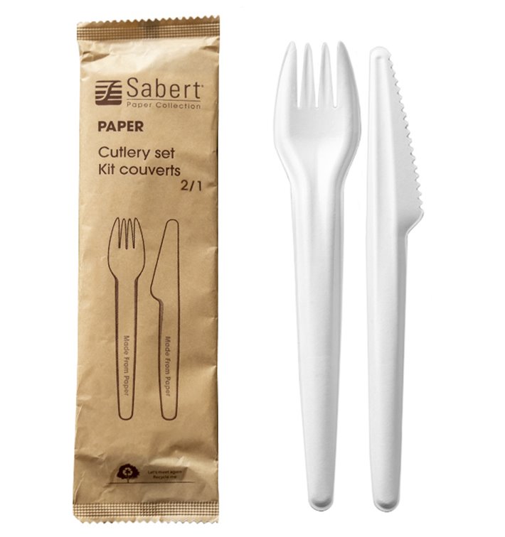 Kraft Cardboard Cutlery Kit Fork and Knife (300 Units)