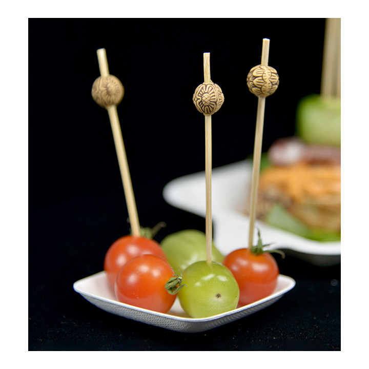 Bamboo Food Pick Ethnic Design 9cm (200 Units)  