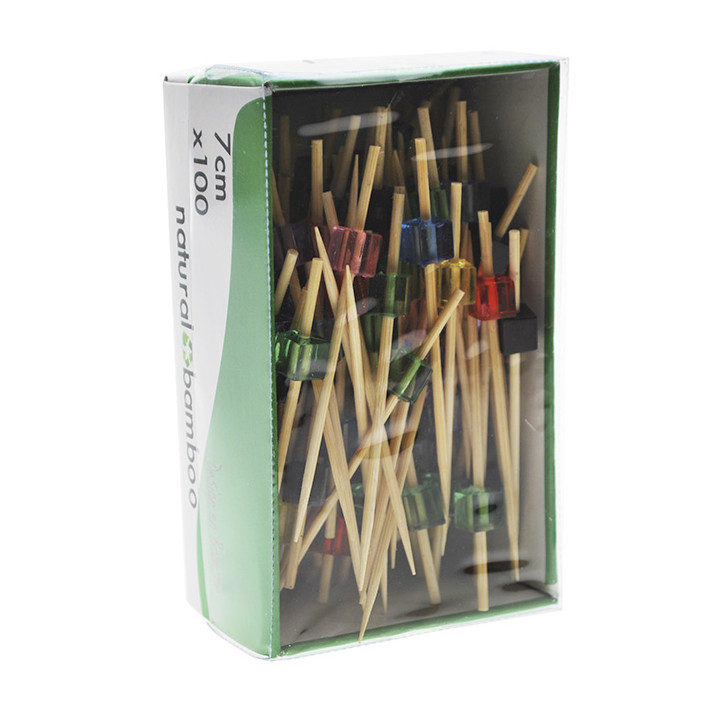 Bamboo Skewer Cube Colors 7cm (1.200 Units)