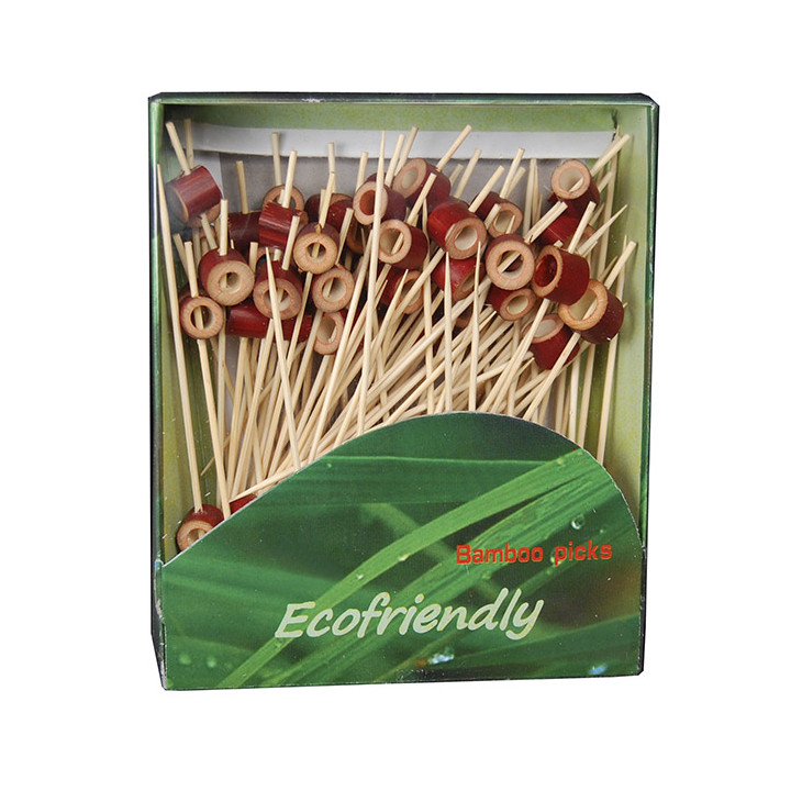 Bamboo Skewer with Red Ring 12cm (100 Units)