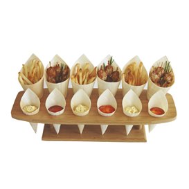 Bamboo Serving Cone Holder 12 Slots (4 Units)