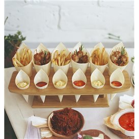 Bamboo Serving Cone Holder 12 Slots (4 Units)