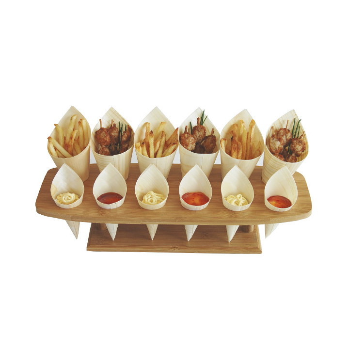 Bamboo Serving Cone Holder 12 Slots (1 Units)