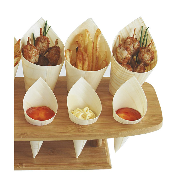 Bamboo Serving Cone Holder 12 Slots (1 Units)