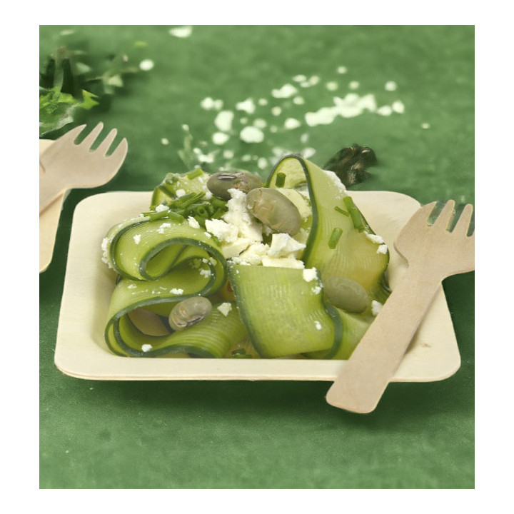 Square Wooden Plate 10,5x10,5cm (25 Units)