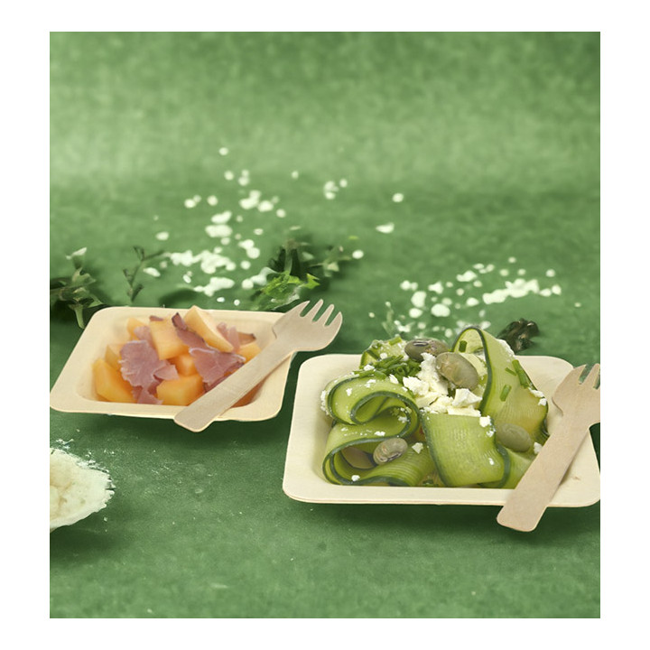 Square Wooden Plate 9x9cm (600 Units)