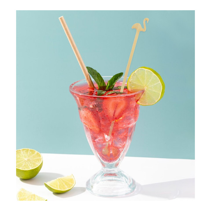 Bamboo Pink Flamingo Drink Stirrer 18cm (600 Units)
