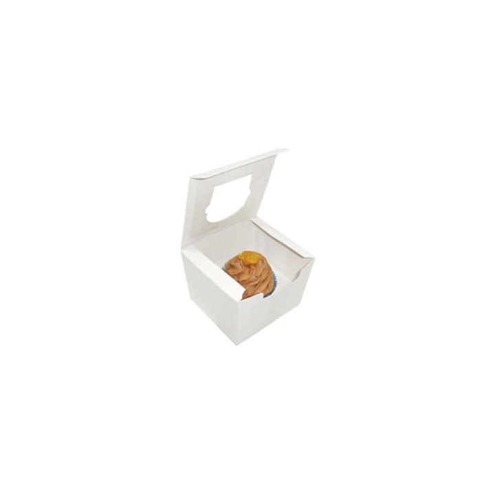 Paper Cupcake Box 1 Slot White 11x10x7,5cm (20 Units) 