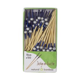 Bamboo Skewer Blue/Silver 10cm (100 Units)