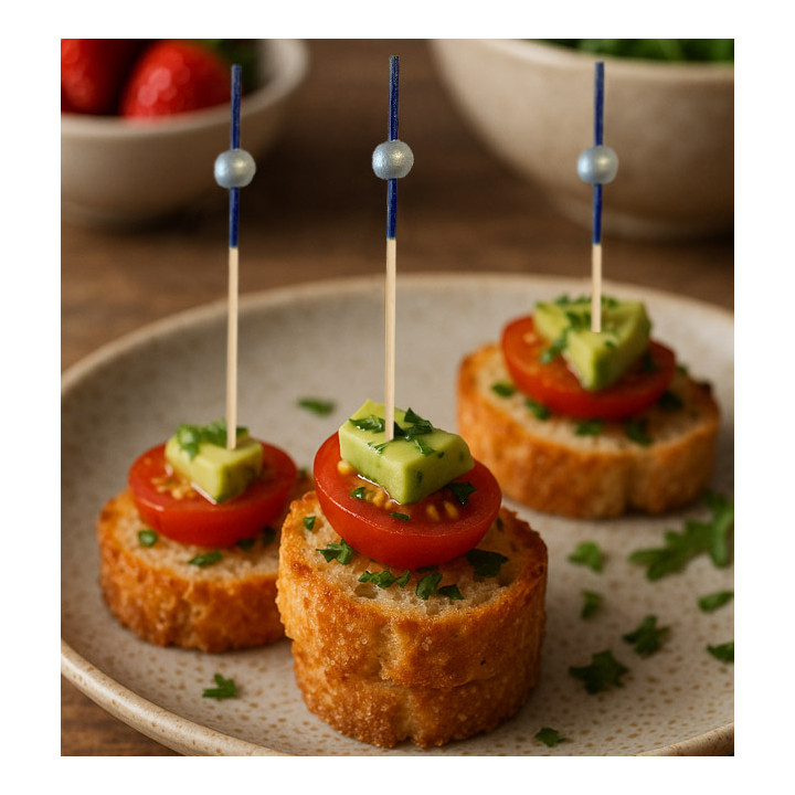 Bamboo Skewer Blue/Silver 10cm (1.200 Units)