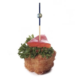 Bamboo Skewer Blue/Silver 10cm (100 Units)