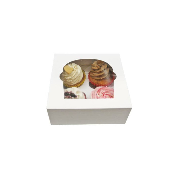 Paper Cupcake Box 4 Slot White 17,3x16,5x7,5cm (20 Units) 