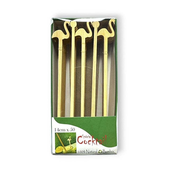 Bamboo Pink Flamingo Drink Stirrer 14cm (600 Units)