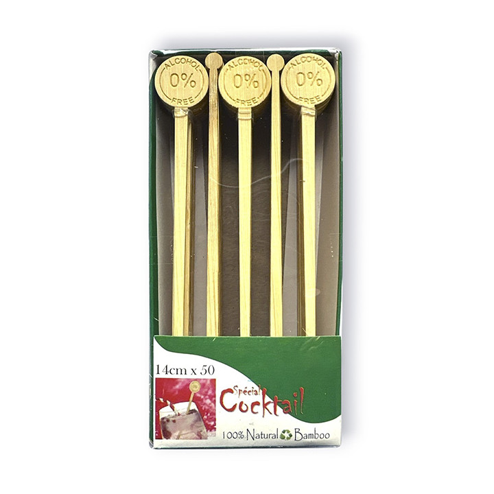 Bamboo 0% Alcohol Drink Stirrer 14cm (50 Units)
