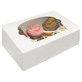 Paper Cupcake Box 6 Slot White 24,3x16,5x7,5cm (20 Units) 