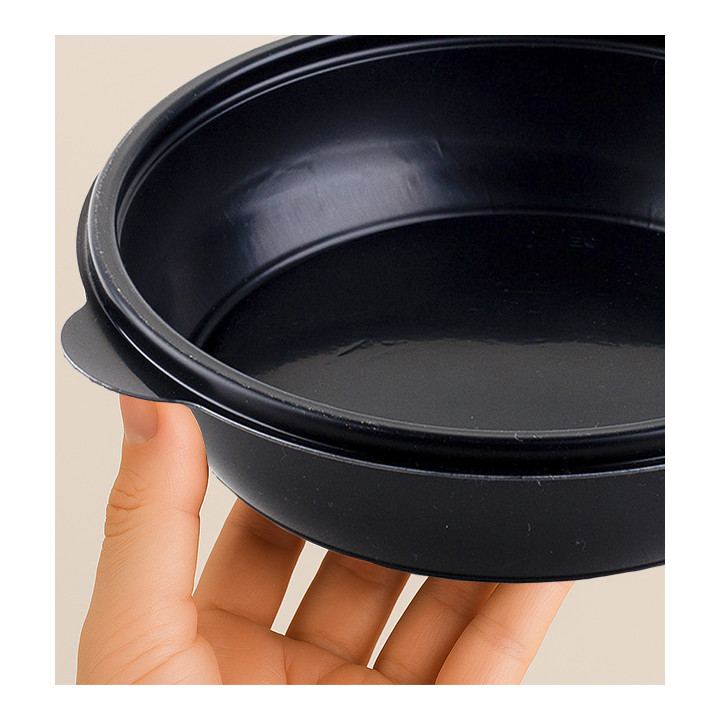 Plastic Deli Container PP Black 1000ml Ø23cm (150 Units)