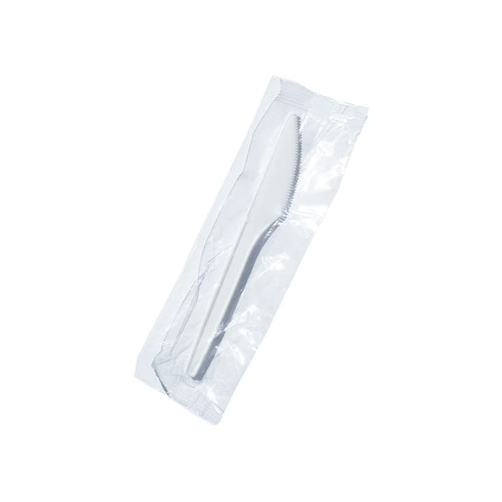 Plastic Knife PS White Wrapped 17cm (1000 Units) 