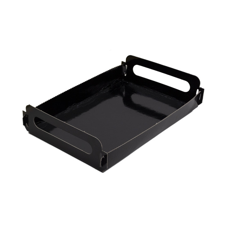 Paper Tray with Handles Rectangular shape Black 12x19 cm (100 Units)  