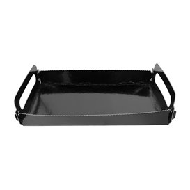 Paper Tray with Handles Rectangular shape Black 12x19 cm (10 Units) 