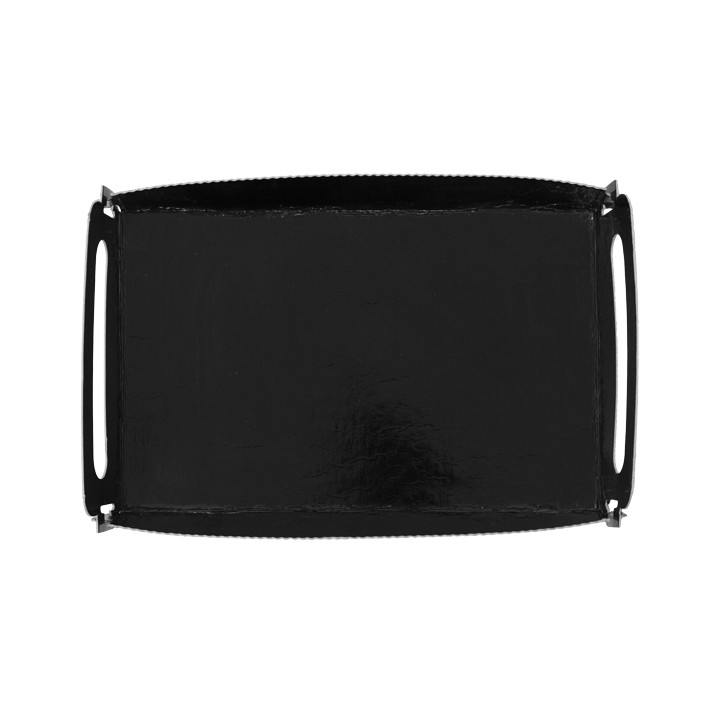 Paper Tray with Handles Rectangular shape Black 12x19 cm (100 Units)  