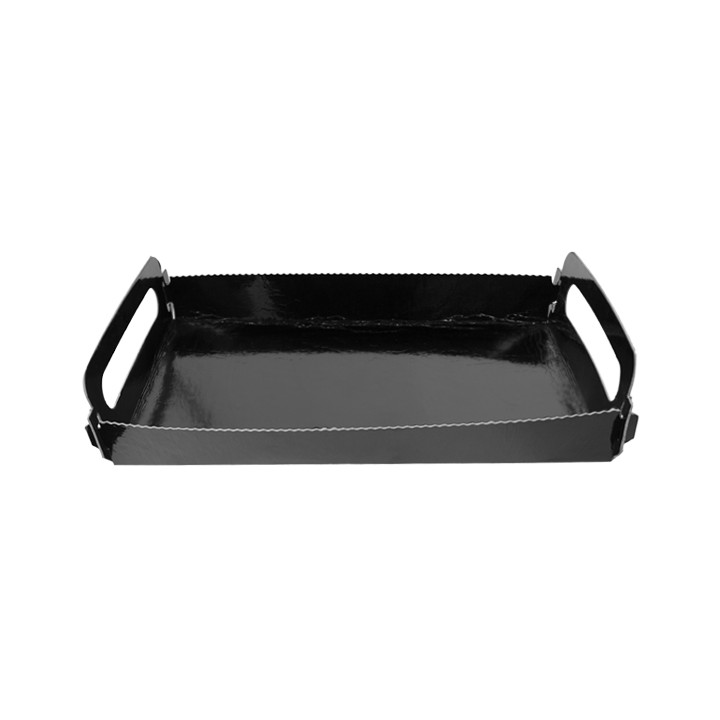 Paper Tray with Handles Rectangular shape Black 16x23 cm (10 Units) 