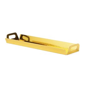 Paper Tray with Handles Rectangular shape Gold 32x7,5 cm (5 Units)