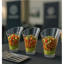 Mini Angled Appetizer Round Cup PS Transparent 195ml (100 Units) 