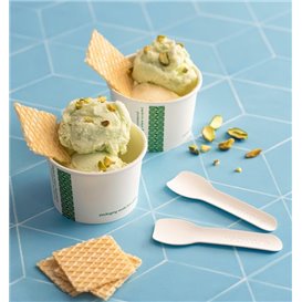 Paper Ice Cream Spoon Compostable White 9cm (50 Units)