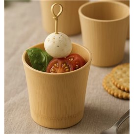 Natural Carved Bamboo Cup Reusable Catering 8,4x9,2x9cm (12 Units)