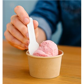 Paper Ice Cream Spoon Compostable White 9cm (50 Units)