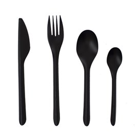 Reusable Soup Spoon in PP Black 15cm (1.000 Units)