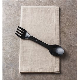 Duo Reusable Spork Durable Fork/Spoon PP Black 12cm (500 Units)