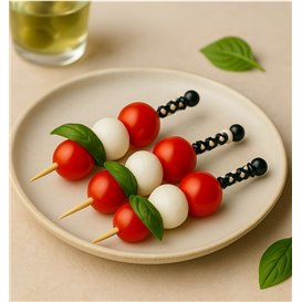 Bamboo Food Picks Black and White Design 9cm (100 Units)
