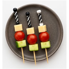 Bamboo Food Picks Black and White Design 9cm (100 Units)
