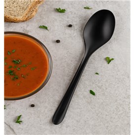 Reusable Soup Spoon in PP Black 15cm (1.000 Units)