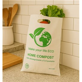Die-Cut Handle Plastic Bags Bio Home Compost 20x33cm 20µm (3.000 Units)