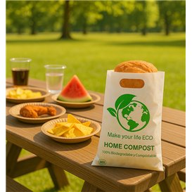Die-Cut Handle Plastic Bags Bio Home Compost 20x33cm 20µm (3.000 Units)